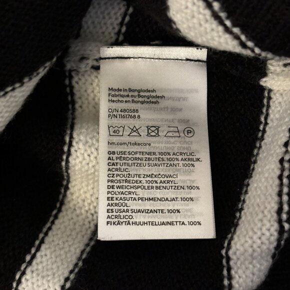 H&M | Black and White Striped Mock Neck Sweater | Small - Picture 7 of 7